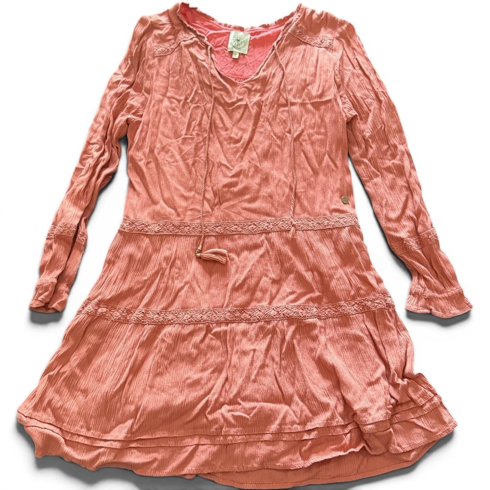 Island‎ Trotters Dress Womens S Pink Trapeze Swing Crochet Belted Cotton